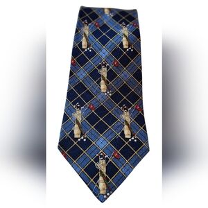 Tommy Hilfiger 100% Silk Blue Plaid Golf Pattern Tie